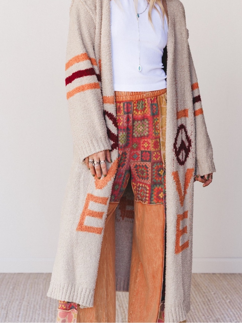 NWT POL Oversized Peace Love Boho Soft Cardigan Sweater Duster - Picture 14 of 14